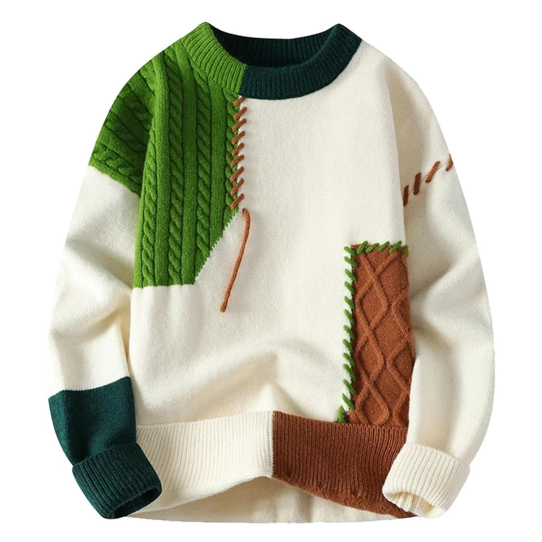 Stilla | Pullover Patchwork Af Højkvalitets Strikvarer For Maksimal Komfort Udsalg