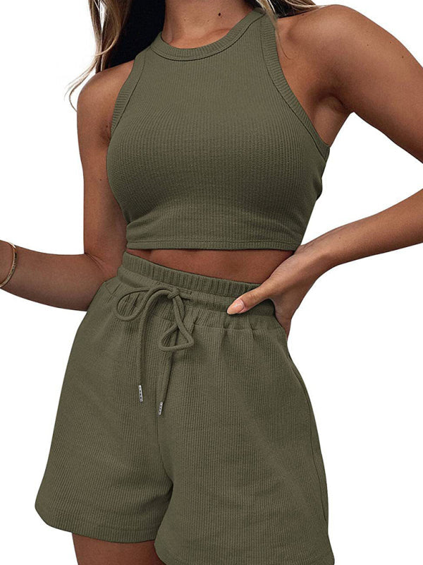 Stilla | Kvinder nye løse ensfarvede afslappede ærmeløse jumpsuit