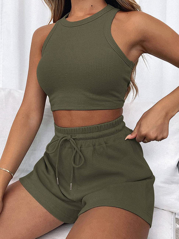 Stilla | Kvinder nye løse ensfarvede afslappede ærmeløse jumpsuit
