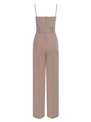 Stilla | Kvinders Jumpsuits Strop Notched V-hals Bælte Bred Ben Bukser Jumpsuit