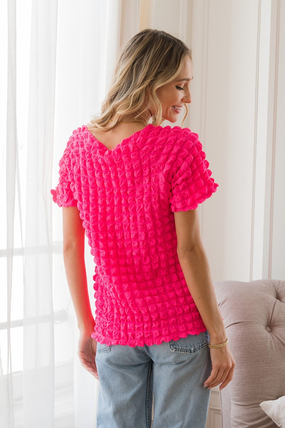 Stilla | In Love Bubble Tekstureret Rund Hals Kort Ærme T-Shirt på udsalg