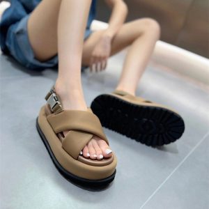 Stilla | Nye Læder Retro Kryds Romerske K Vinersandaler Mode