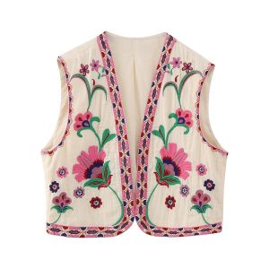Stilla | Vintage blomst broderet vest til damer på udsalg