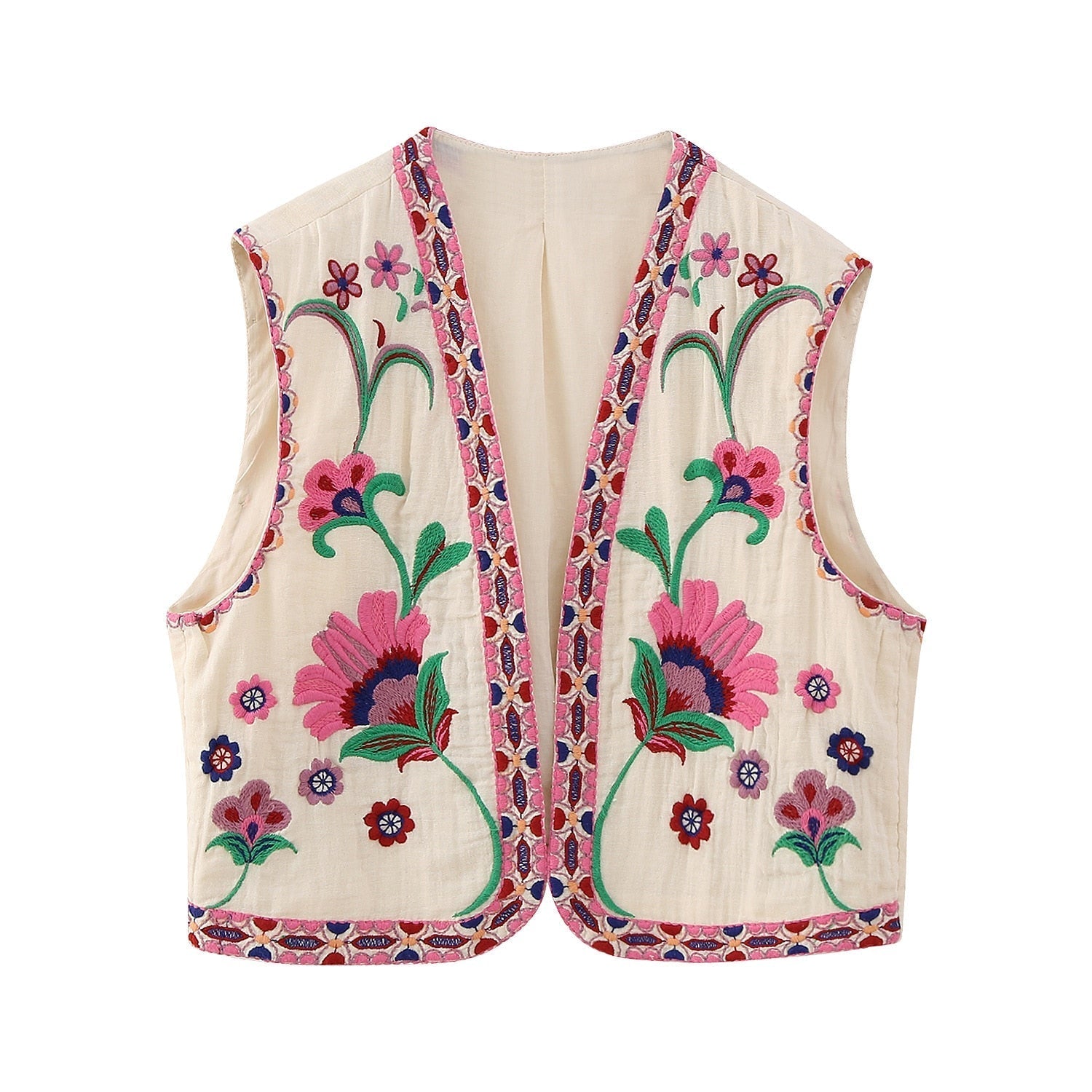 Stilla | Vintage blomst broderet vest til damer på udsalg