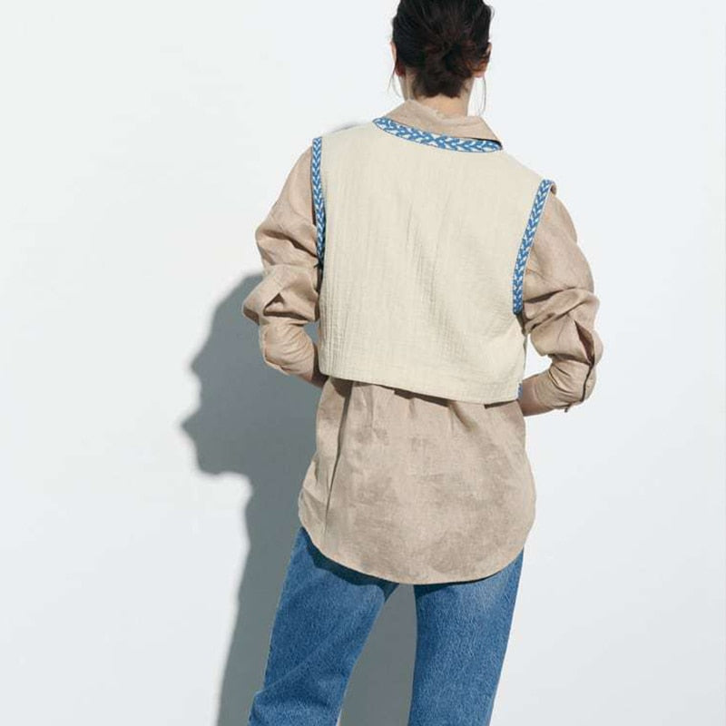 Stilla | Vintage blomst broderet vest til damer på udsalg