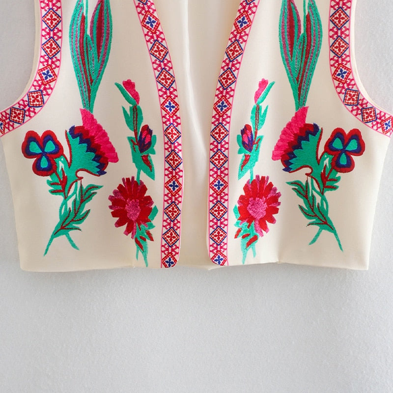 Stilla | Vintage blomst broderet vest til damer på udsalg