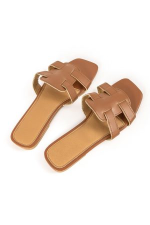 Stilla | Stille Brune Slides Med Cut Out Design