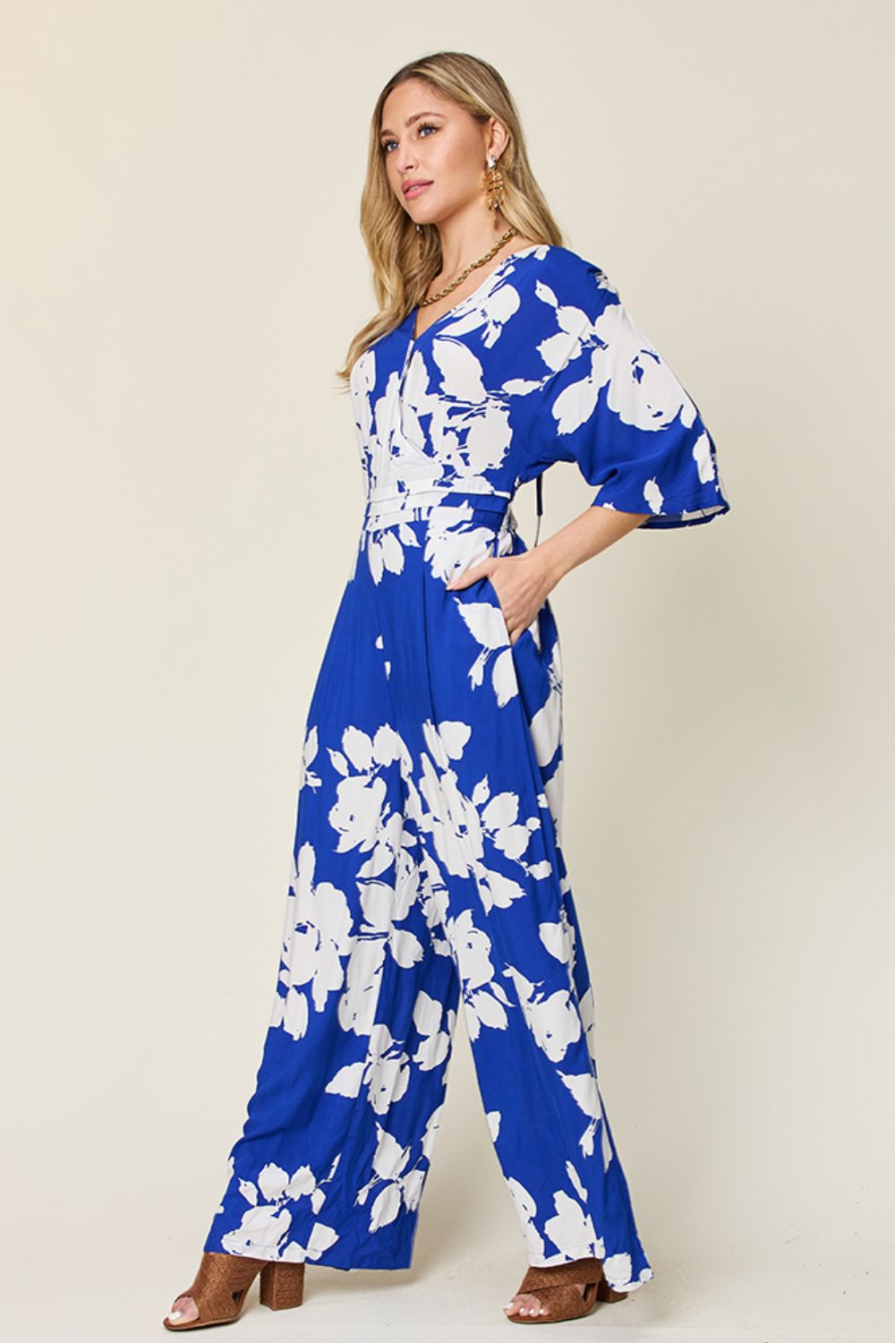 Stilla | Tag Full Size Trykt Bånd Bag Bred Ben Jumpsuit Online salg