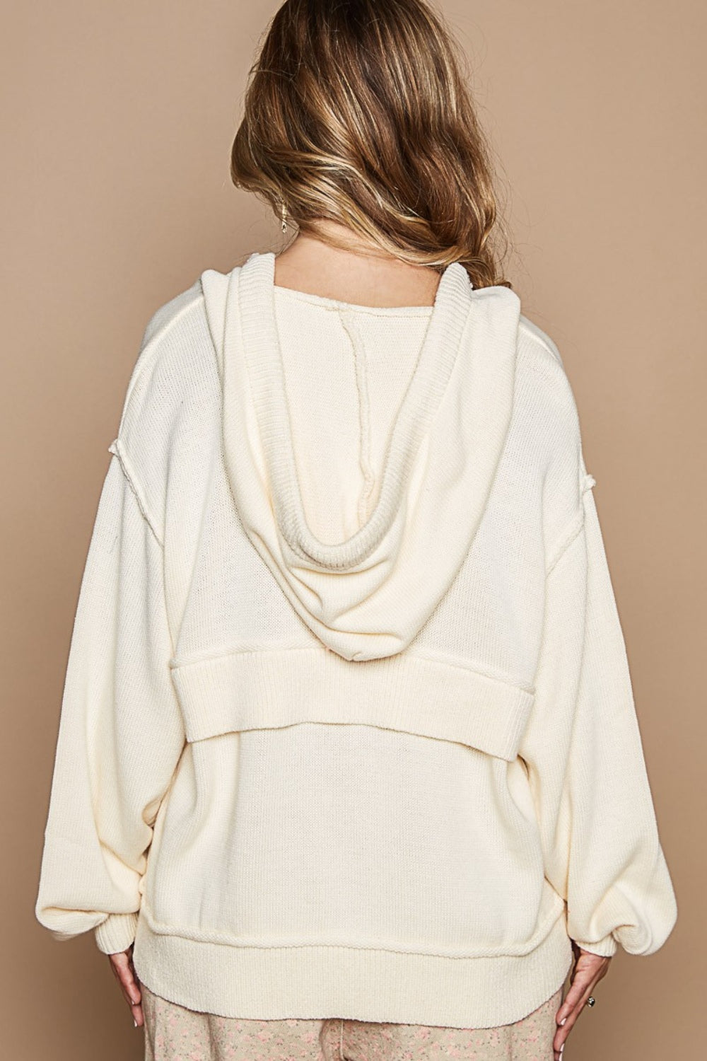 Stilla | Halv Zip Drop Shoulder Hættetrøje