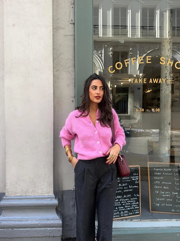 Stilla | Mohair Cardigan Lyserød Blød og Komfortabel Online nu