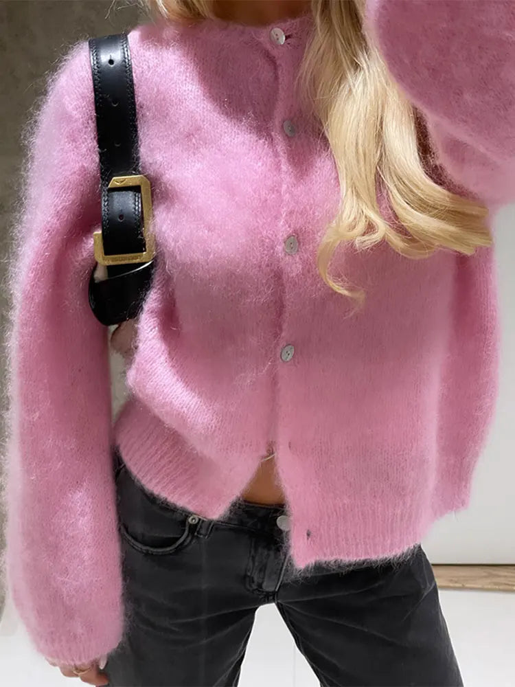 Stilla | Mohair Cardigan Lyserød Blød og Komfortabel Online nu