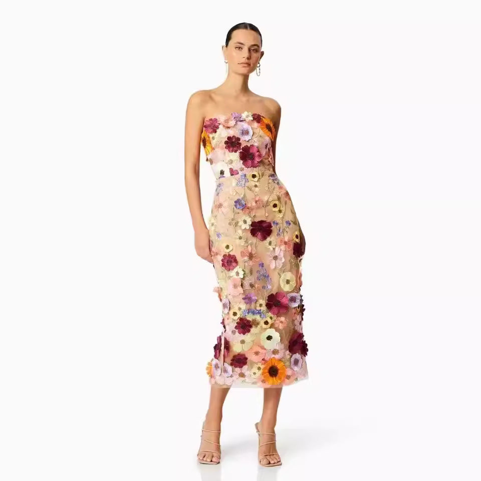 Stilla | Elegant Bodycon Off-Shoulder Midi Kjole