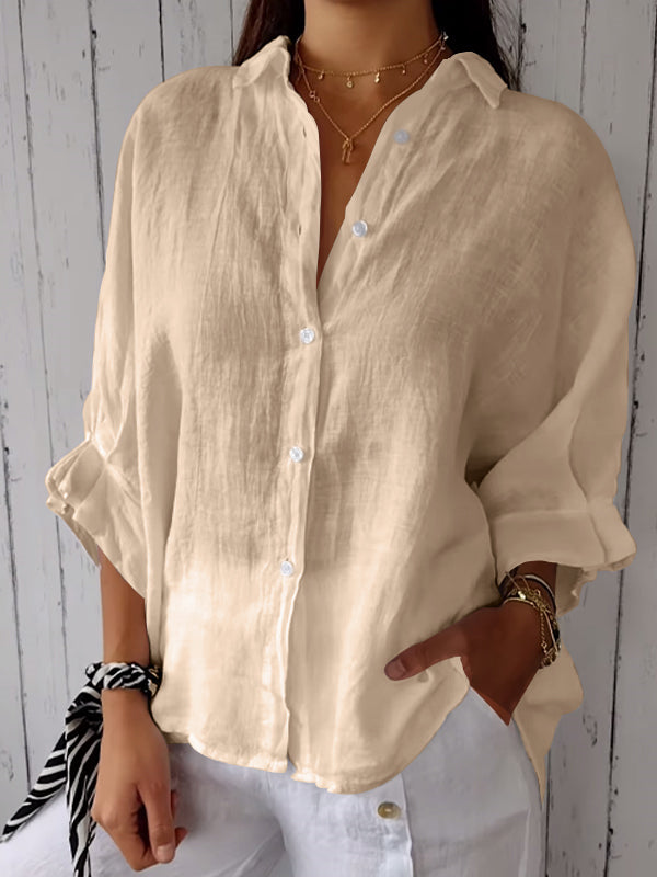 Stilla | Relaxed Fit Bomulds Linned Sommer Skjorte