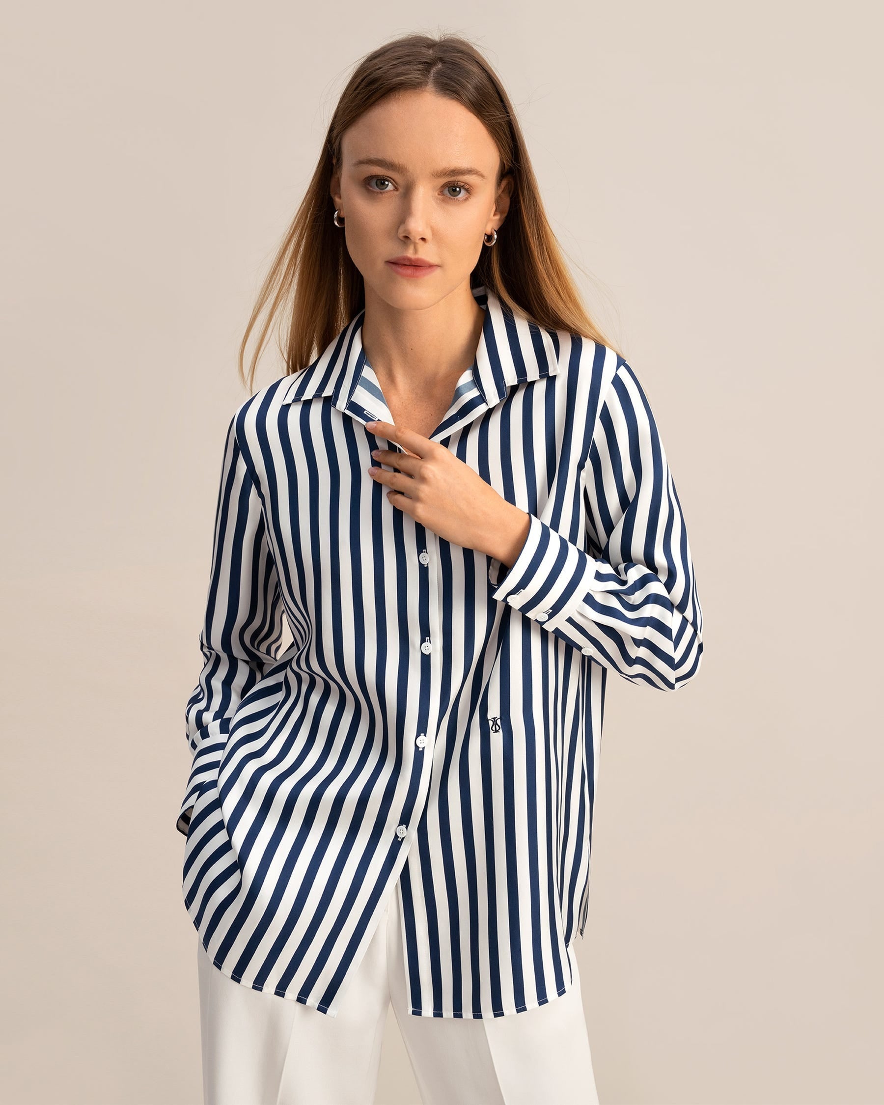 Stilla | Stribet Silke skjorte