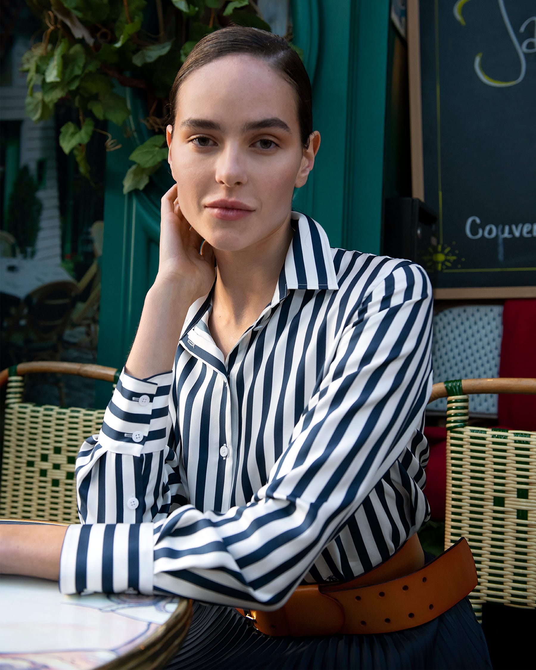 Stilla | Stribet Silke skjorte