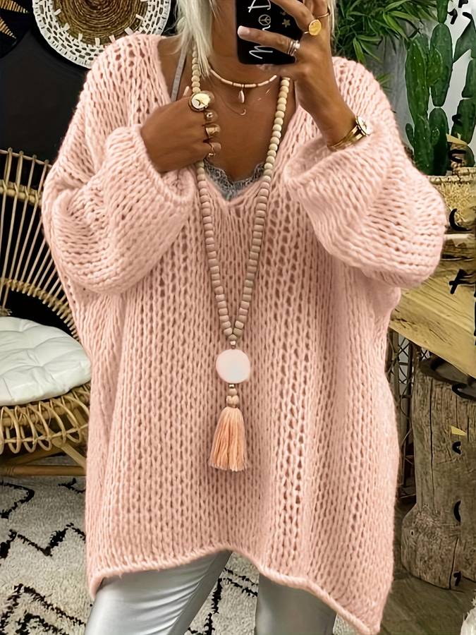 Stilla | Strikket Oversized Pullover med V-hals