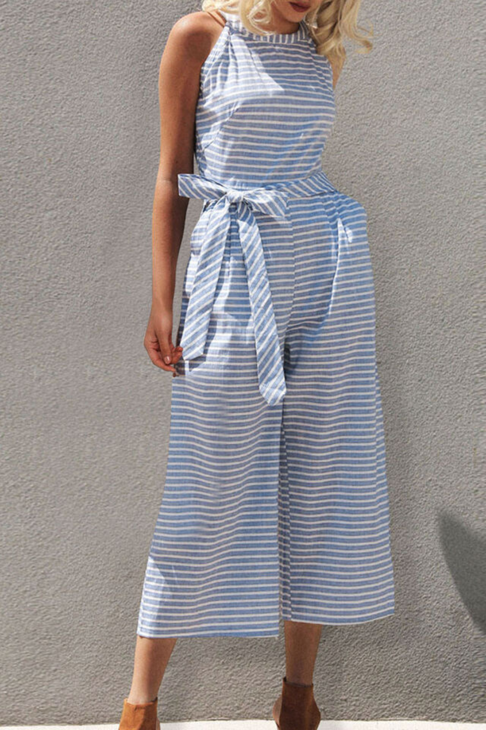 Stilla | Stribet Jumpsuit i Bomuld Udsalg