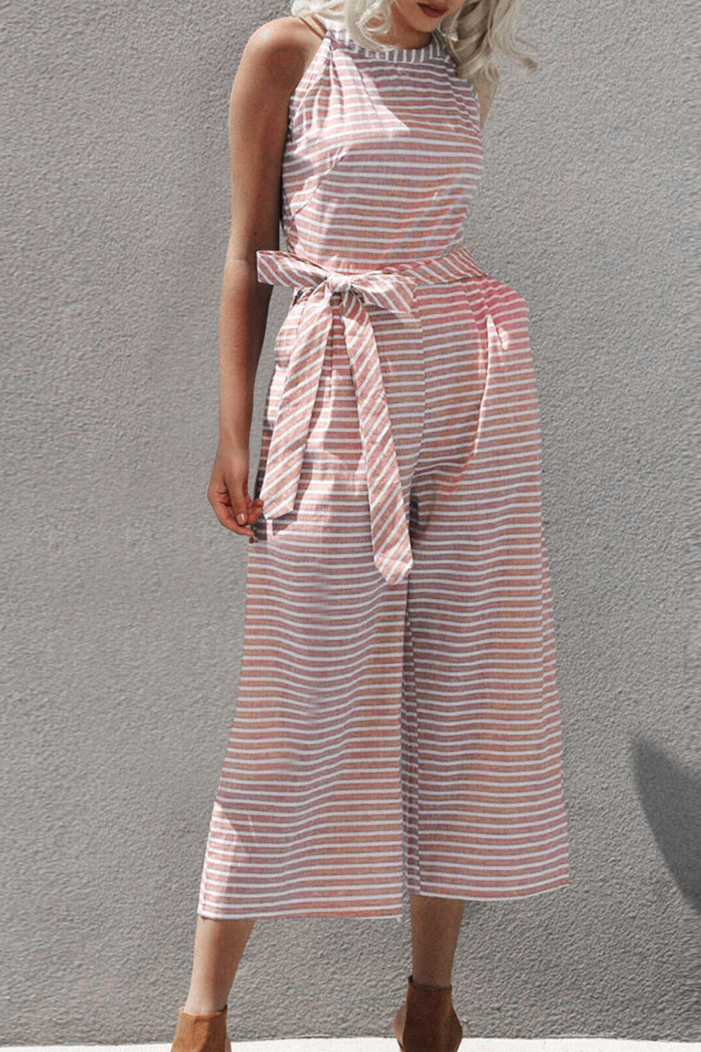 Stilla | Stribet Jumpsuit i Bomuld Udsalg