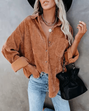 Stilla | Dametop Behagelig Corduroy Bluse Tidløs Stil i Moderne Farver