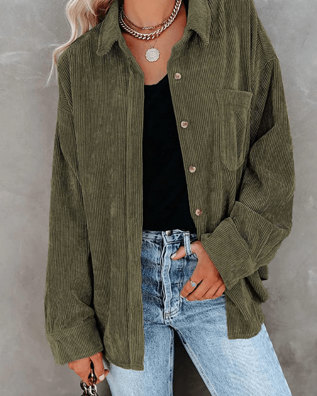 Stilla | Dametop Behagelig Corduroy Bluse Tidløs Stil i Moderne Farver