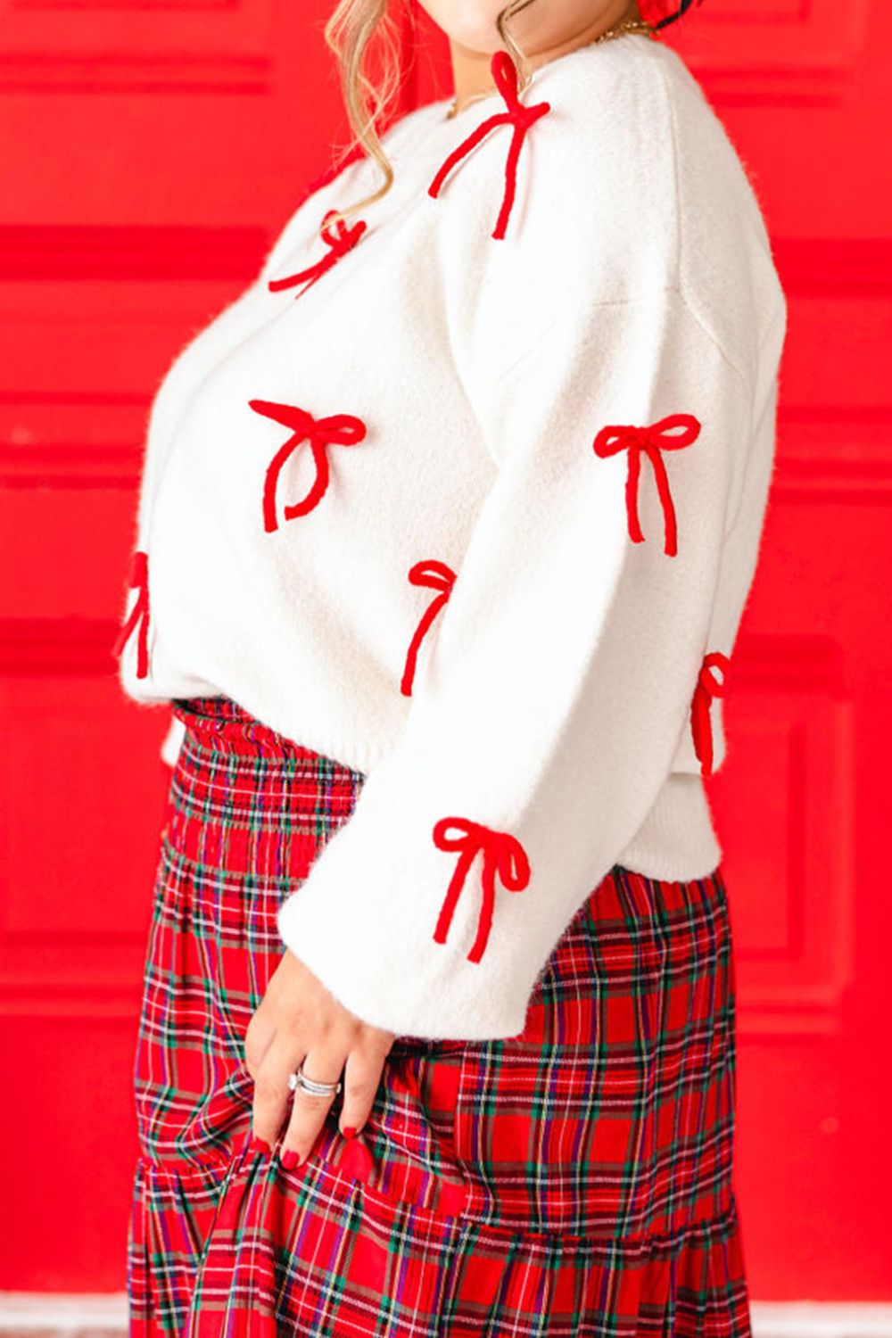 Stilla | Sløjfede accent Rundhalset Langærmet sweater
