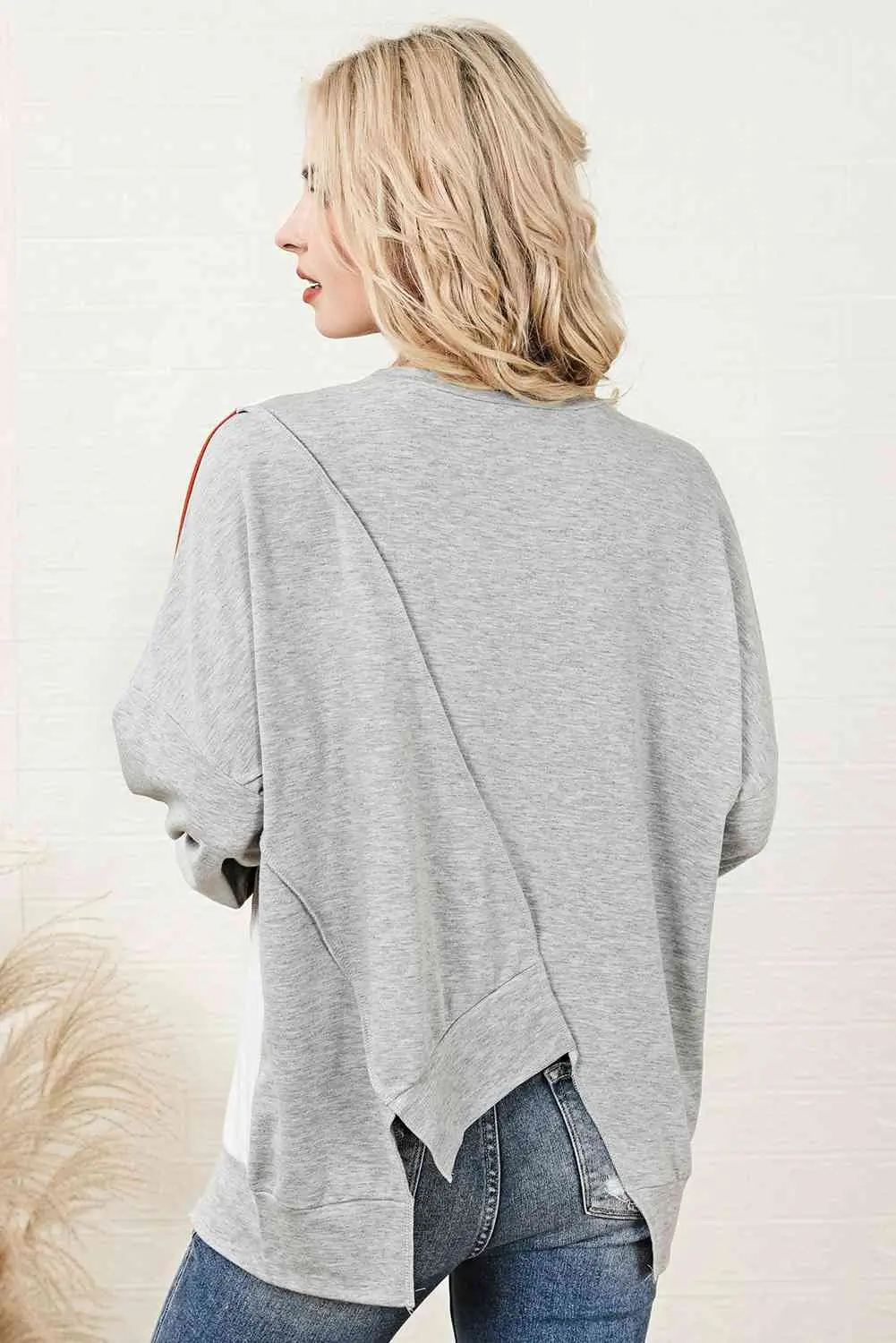 Stilla | Block Udsat Søm Asymmetrisk Sweatshirt
