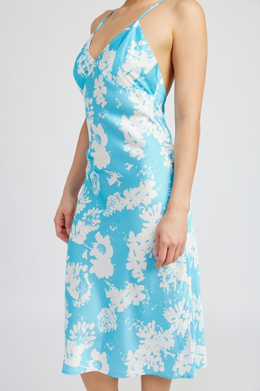 Stilla | Nakke Floral Kjole Med Åben Ryg Online Hot Salg