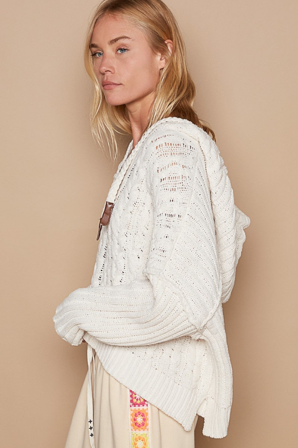 Stilla | Rib Væv Ærmer Hætte Kabel Strik Sweater