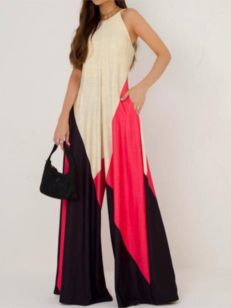 Stilla | Rygfri Ærmeløs Sling Bred Ben Jumpsuit