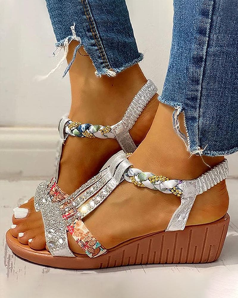Stilla | Strand sandal med Boho kilehæle Udsalg
