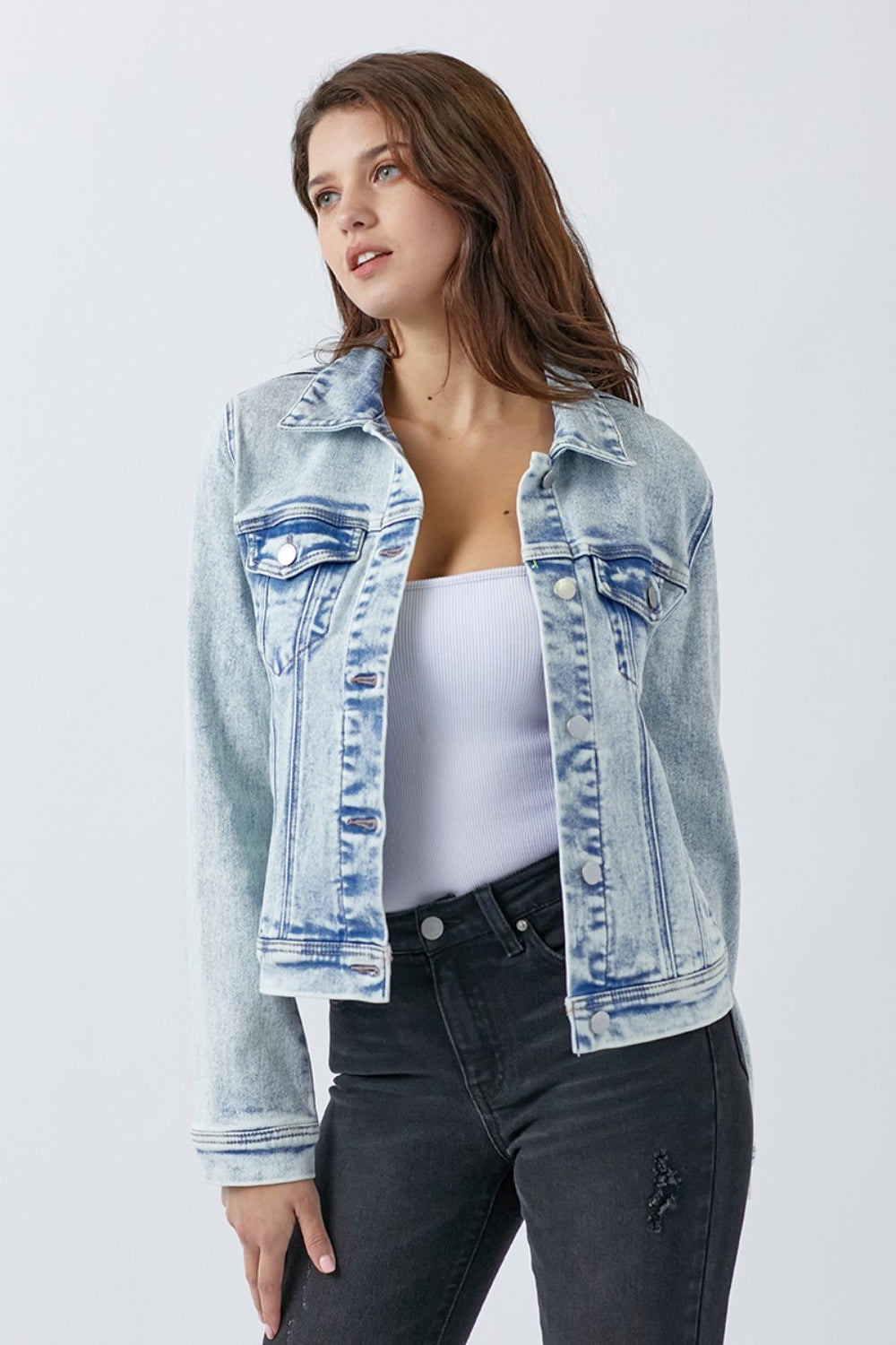 Stilla | Knapper Op Vasket Denim Jakke