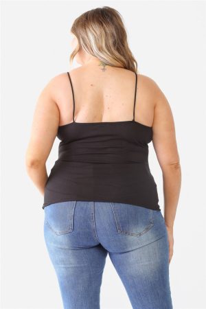 Stilla | Plus Size Blonder Detail V-Hals Cami