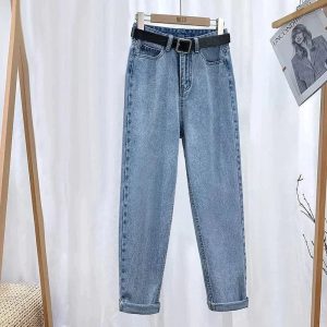 Stilla | Jeans Højtaljet Straight Leg Klassisk 5 Lomme Design Afslappet Komfort Rabat