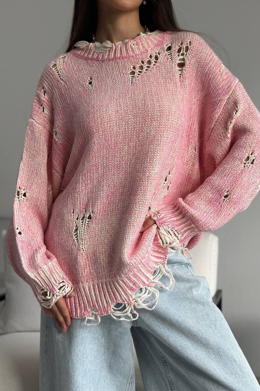 Stilla | Rund hals uld hul strik sweater