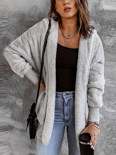 Stilla | Åben Front Fuzzy Fleece Hættepullover Trøje