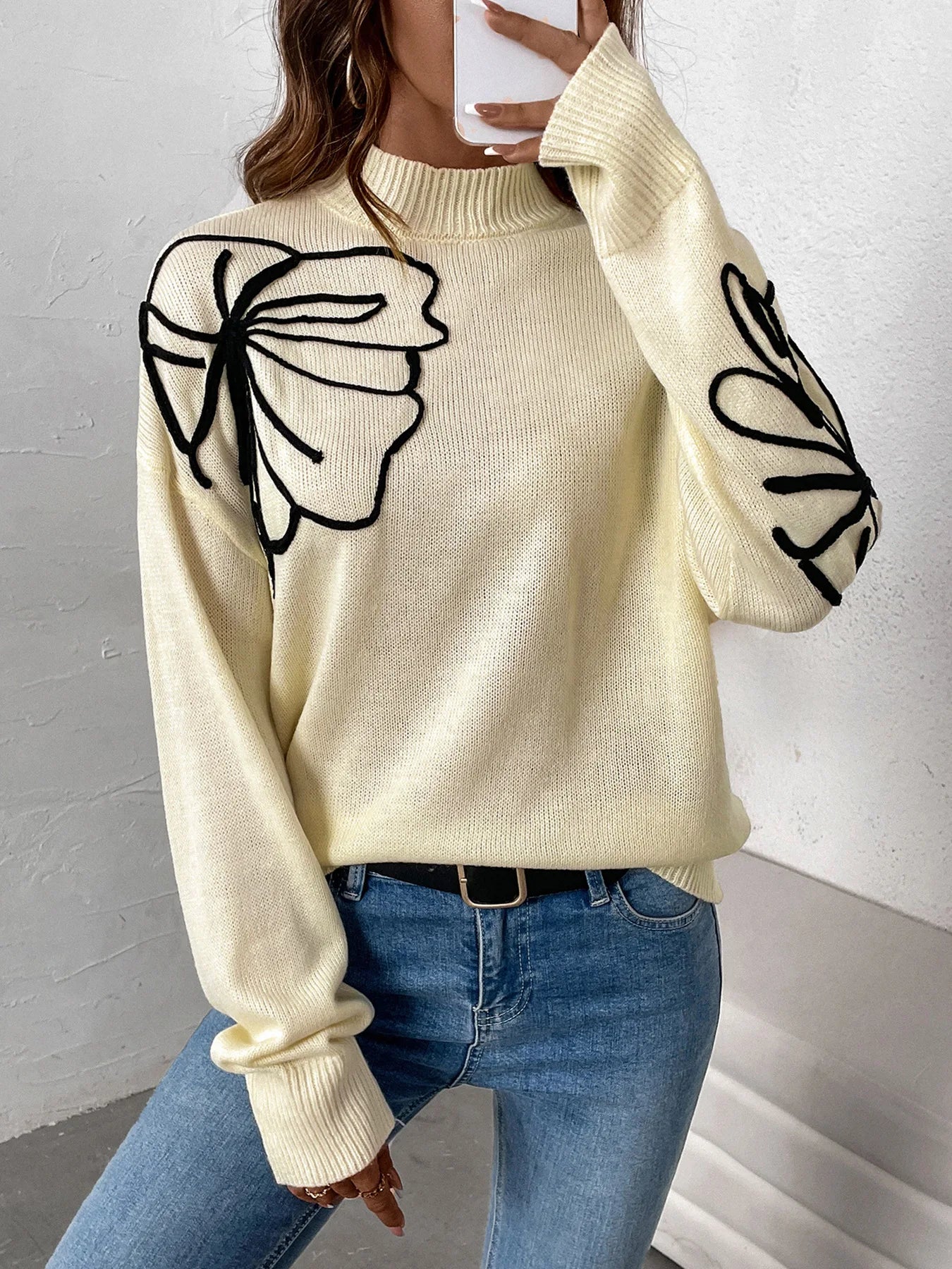 Stilla | Elegant Blomstret Trøje Med Rullekrave Mode