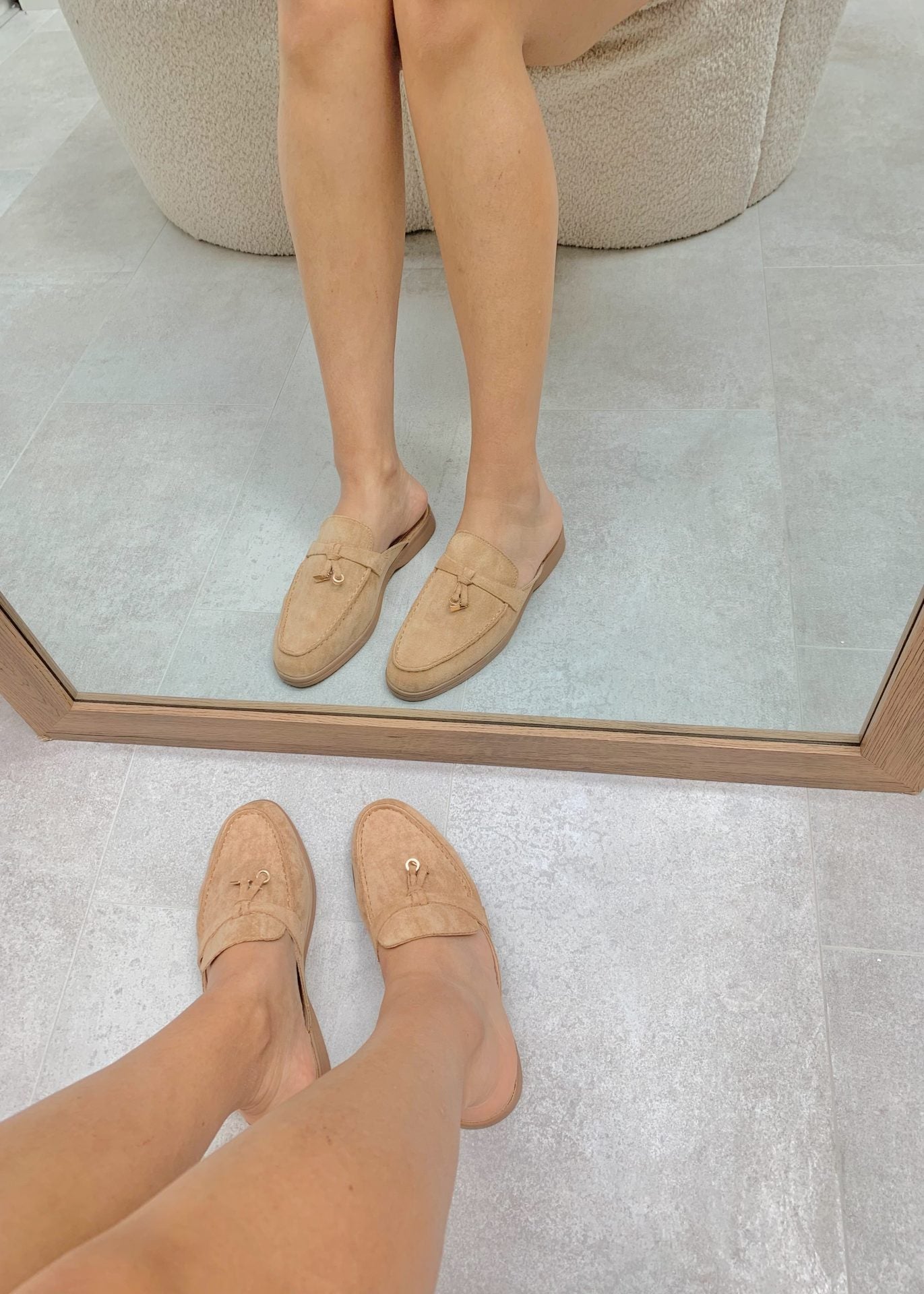 Stilla | Khaki Suede Sommer Hyttesko Med Frynsere