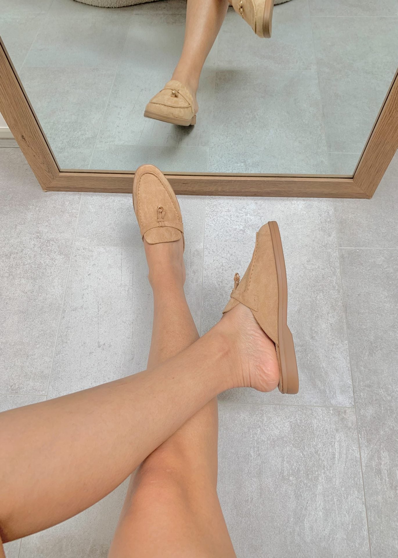 Stilla | Khaki Suede Sommer Hyttesko Med Frynsere