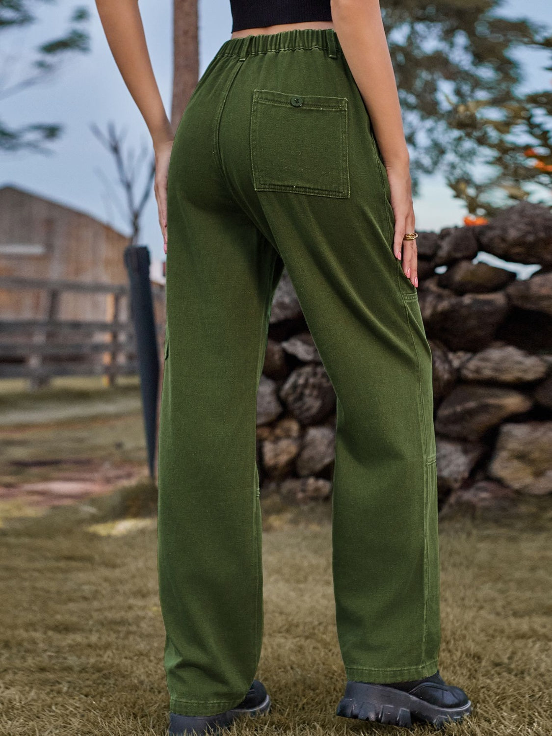 Stilla | Talje Cargo Straight Jeans