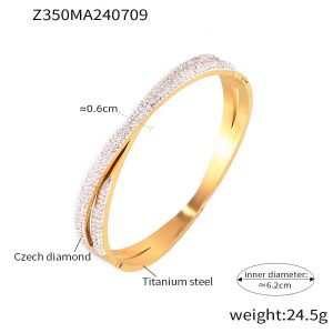 Stilla | Dobbeltlag Twin Titanium Stål Belagt 18k Ægte Guld Indlagt Armbånd Hot på udsalg