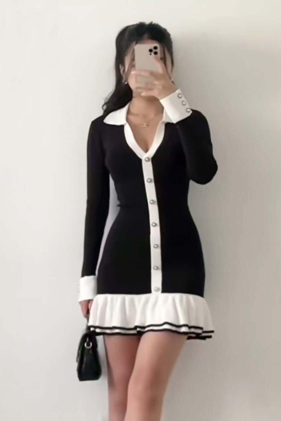 Stilla | Bodycone Ruffle Strikket Kjole