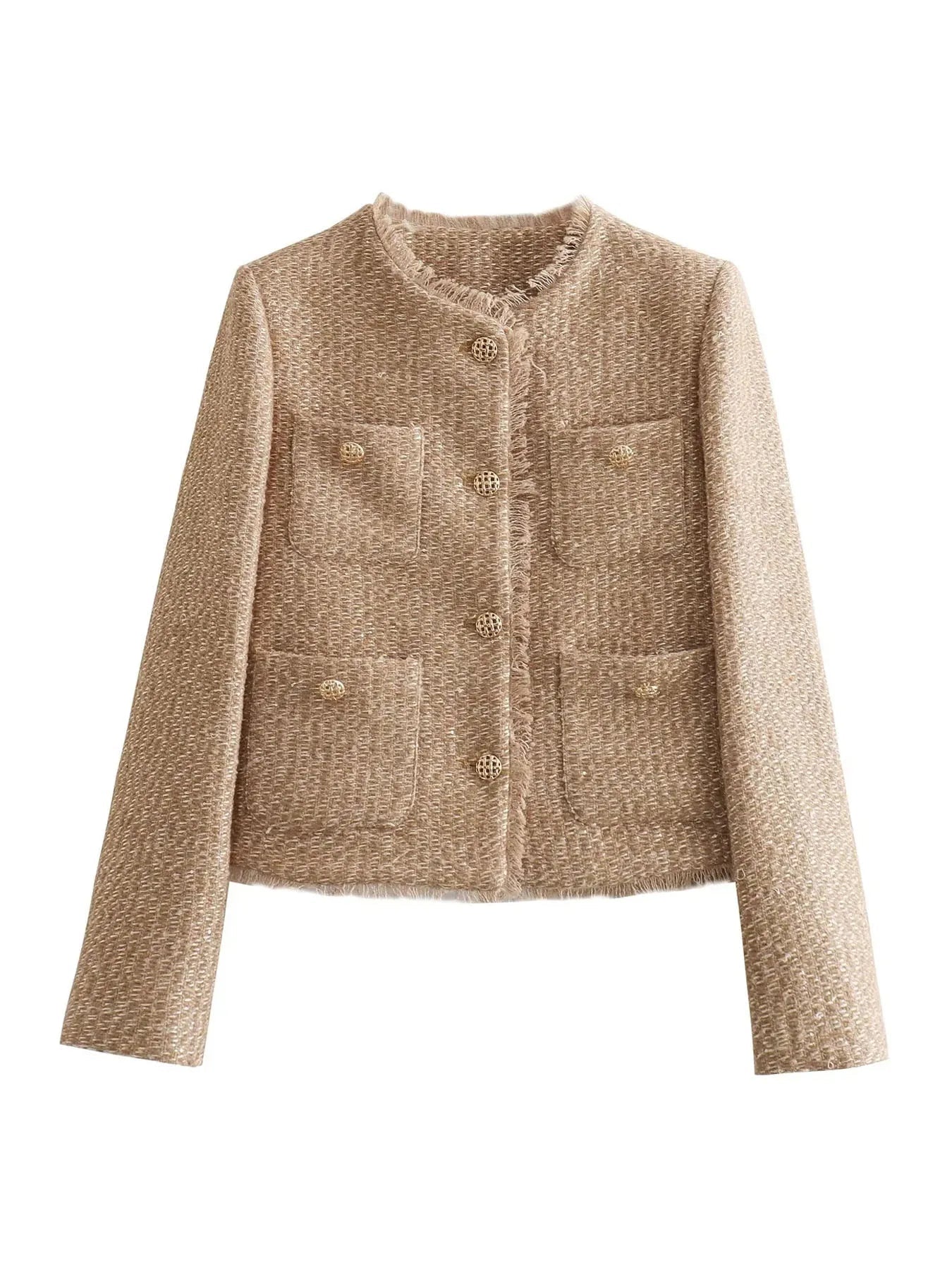 Stilla | Stilfuld Tweed Cropped Jakke