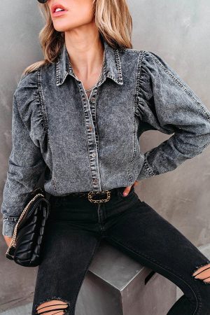 Stilla | Booker Denim Knapnederdel Top