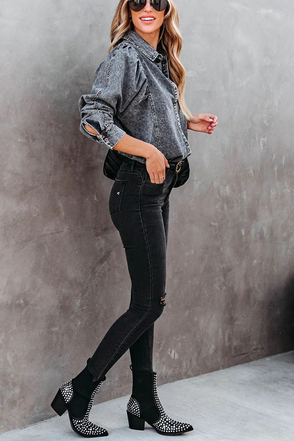 Stilla | Booker Denim Knapnederdel Top