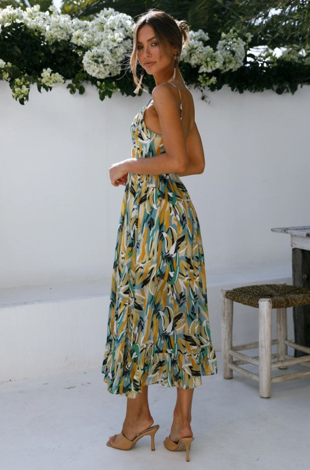 Stilla | Off Shoulder Boho Sling Print Kjole på udsalg