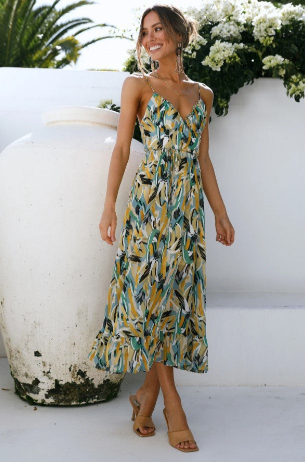 Stilla | Off Shoulder Boho Sling Print Kjole på udsalg