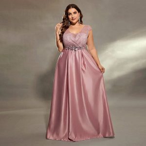 Stilla | Plus Size Aftenkjole Ankomst Enkeltfarvet Maxi Kjole Sexet Fødselsdagsfest Kjole