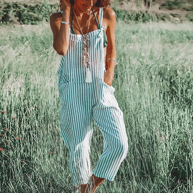 Stilla | Stribet Print Jumpsuit Online salg