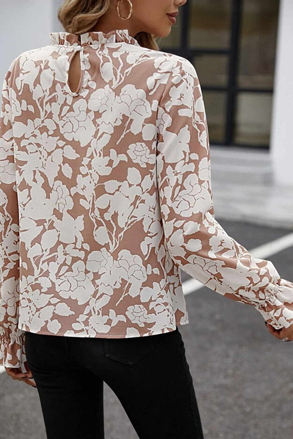 Stilla | Floral Tryk Mock Neck Ruffle Ærme Bluse Online nu