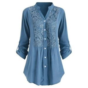 Stilla | Blouse Langærmet Bluse Med Blonde på udsalg